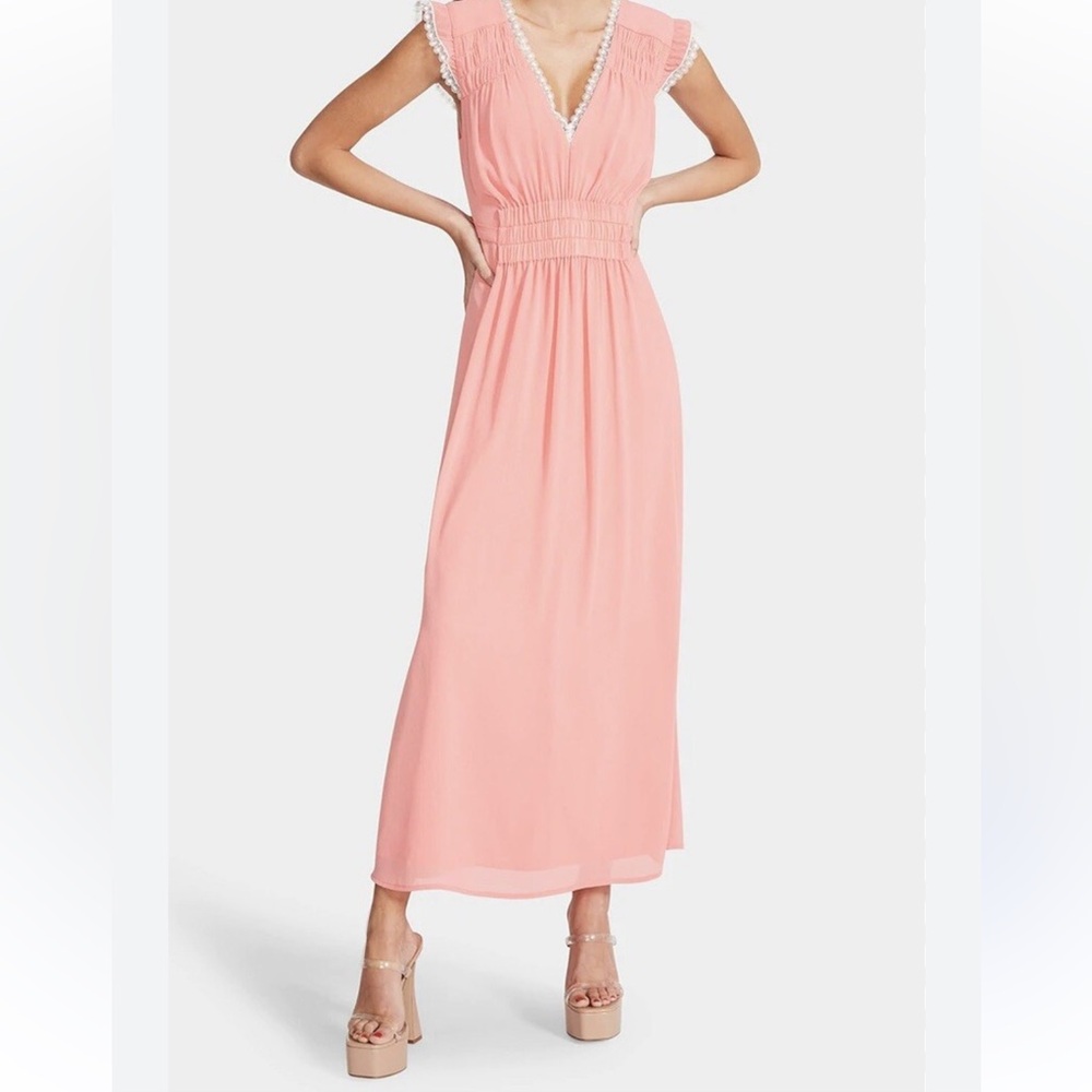 NEW Betsey Johnson Chiffon Dress Flamingo Pink Ankle Length